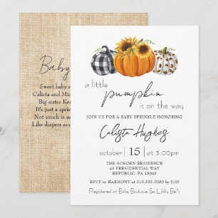 Autumn Little Pumpkin Sunflower Baby Sprinkle Invitation