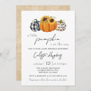 Autumn Little Pumpkin Sunflower Baby Sprinkle Invitation