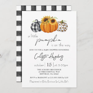 Autumn Little Pumpkin Sunflower Rustic Baby Shower Invitation