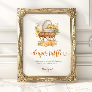 Autumn Little Pumpkin Vintage Diaper Raffle Poster
