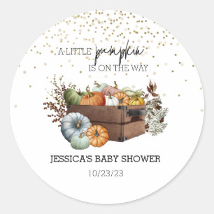 Autumn Little Pumpkin Watercolor Baby Shower  Classic Round Sticker