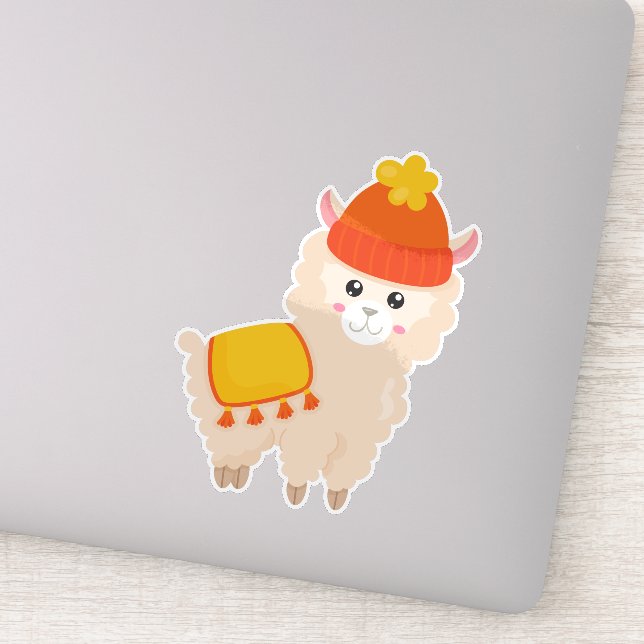 Autumn Llama, Cute Llama, Alpaca, Llama With Hat (Detail)