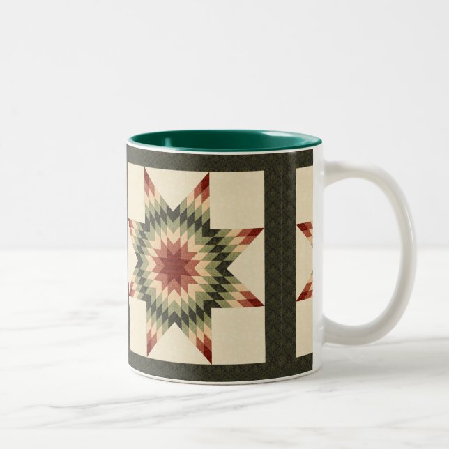Autumn Lone Star Quilt Design Two-Tone Coffee Mug (Right)