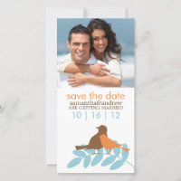 Autumn Love Birds Photo Wedding Announcements