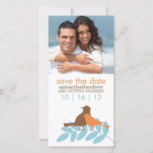 Autumn Love Birds Photo Wedding Announcements