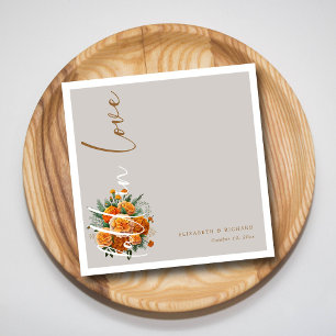 Autumn Love Blooms: Elegant Script Fall Wedding Napkin