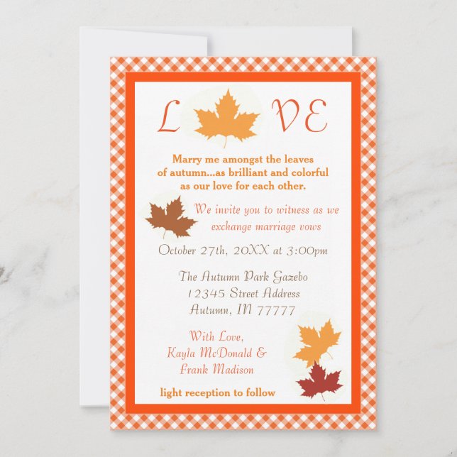 Autumn Love Leaf - Wedding Invitation (Front)