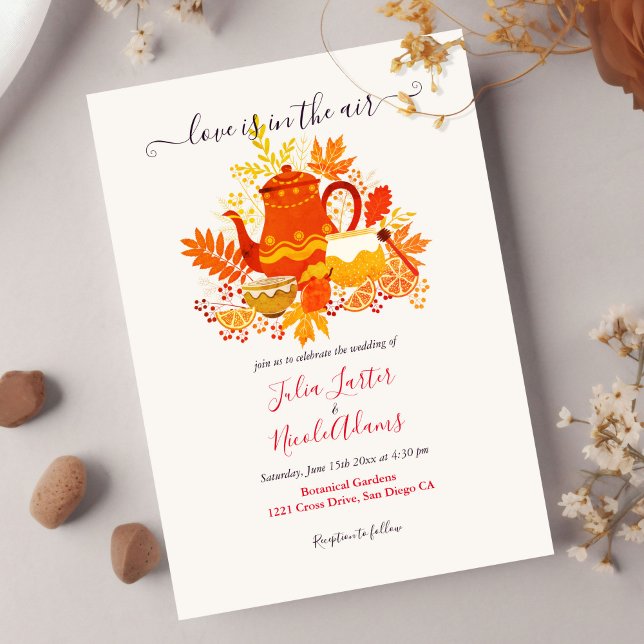 Autumn Love Lemon Fall Tea Party Wedding Invitation (Creator Uploaded)
