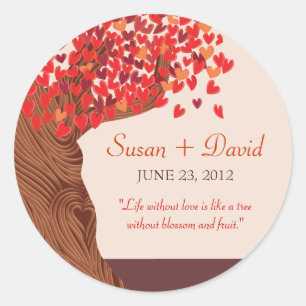 Autumn Love Romantic Oak Tree Wedding Seal Sticker