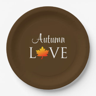 Autumn Love Rustic Fall Wedding Orange Leaf Paper Plate