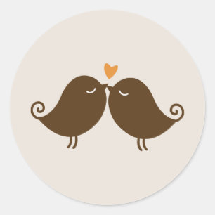 Autumn Lovebirds Wedding Classic Round Sticker