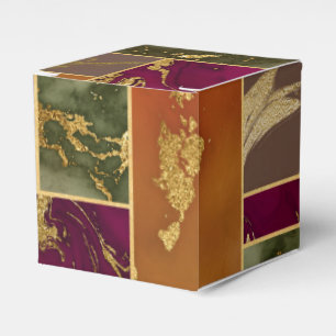 Autumn Luxury Geometric Gold Jewel Tone Marble Favour Box