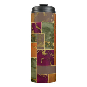 Autumn Luxury   Geometric Gold Jewel Tone Marble Thermal Tumbler