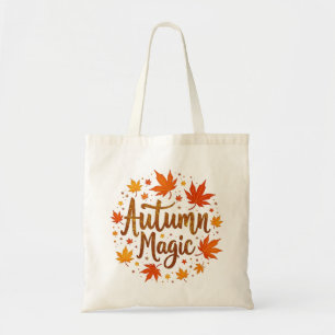 Autumn Magic Fall Leaves Seasonal Typography Desig Tote Bag