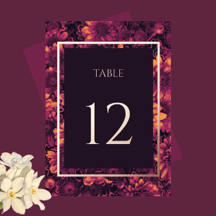 Autumn Magic Garden Floral Table Numbers Gold