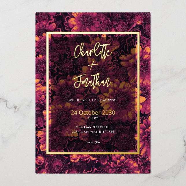 Autumn Magic Garden Floral Wedding Gold    (Front)