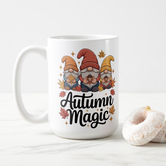 Autumn Magic Gnomes Coffee Mug (With Donut)
