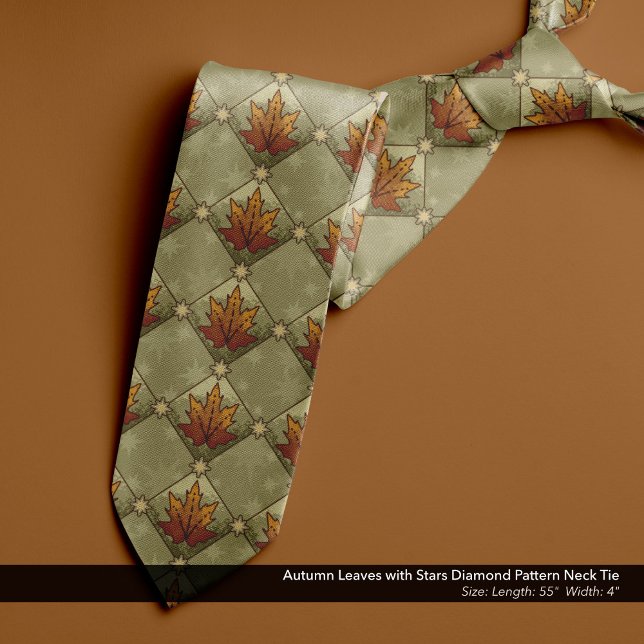 Autumn Magic Leaves and Stars Diamond Pattern Tie (Creator Uploaded)