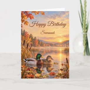 Autumn Mallard Duck Pair Wildlife Birthday Card