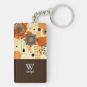 Autumn Mandala Boho Chic Floral Tones Key Ring