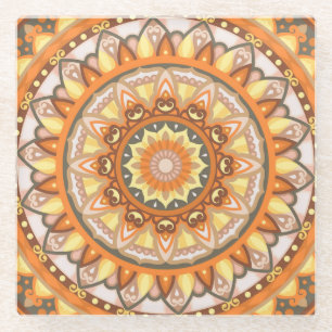 Autumn Mandala Glass Coaster