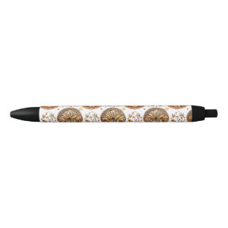 Autumn Mandala Pattern Black Ink Pen