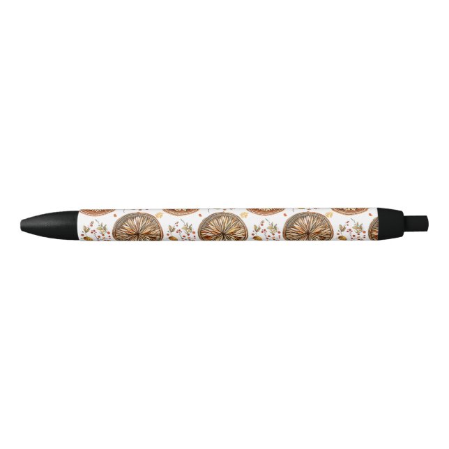 Autumn Mandala Pattern Black Ink Pen (Front)