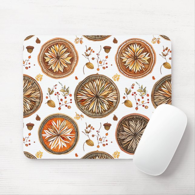 Autumn Mandala Pattern Mouse Mat (With Mouse)