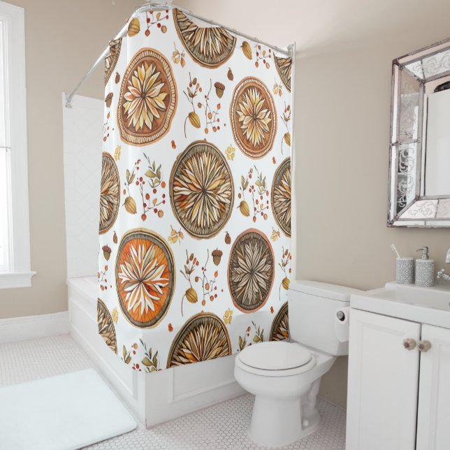 Autumn Mandala Pattern Shower Curtain (In Situ)