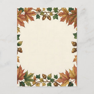 Autumn Maple Leaf Acorn Ivy Border Frame Postcard