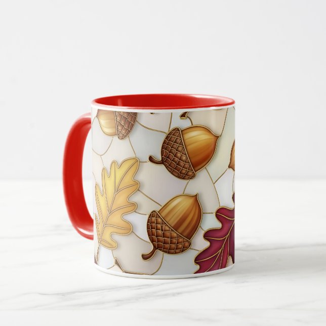 Autumn Maple Leaf Acorn Mug (Front Left)