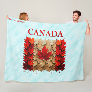 Autumn Maple Leaf Canadian Flag Fleece Blanket