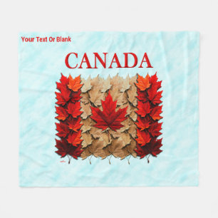 Autumn Maple Leaf Canadian Flag Fleece Blanket