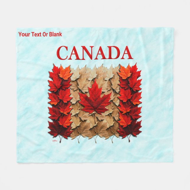 Autumn Maple Leaf Canadian Flag Fleece Blanket (Front (Horizontal))
