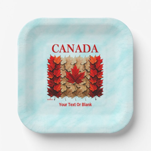 Autumn Maple Leaf Canadian Flag Paper Plate (Front)