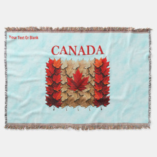 Autumn Maple Leaf Canadian Flag Throw Blanket