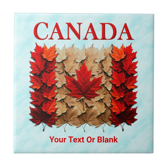 Autumn Maple Leaf Canadian Flag Tile (Front)