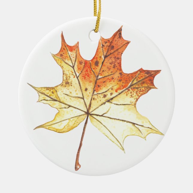 Autumn maple leaf ceramic tree decoration (Front)