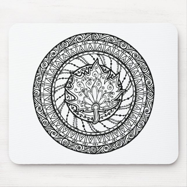 Autumn Maple Leaf Doodle Mouse Mat (Front)