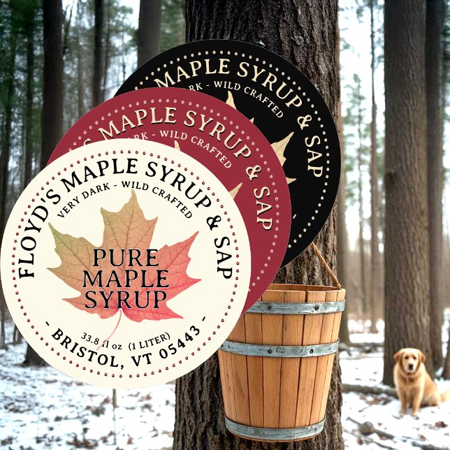 Autumn Maple Leaf Editable Maple Syrup Label (Creator Uploaded)