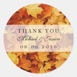 Autumn Maple Leaf Fall Wedding Favour Stickers