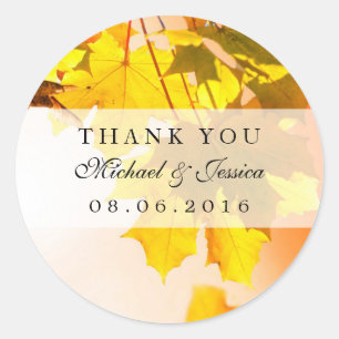 Autumn Maple Leaf Fall Wedding Thank You Sticker