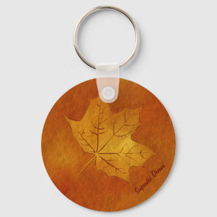 Autumn Maple Leaf in Gold Key Ring