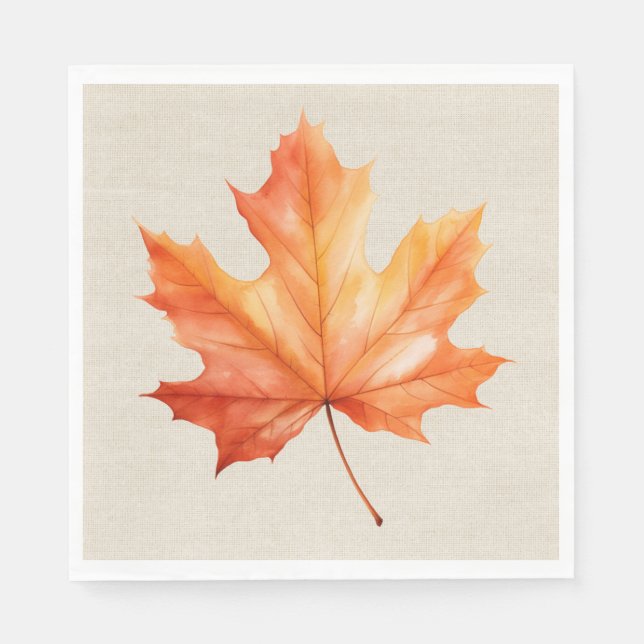 Autumn Maple Leaf On Burlap Napkin (Front)
