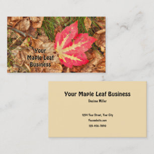 Autumn Maple Leaf Red Fall Themed Rustic Business Card