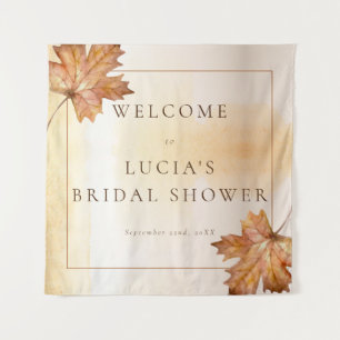 Autumn Maple Leaf Watercolor Bridal Shower Welcome Tapestry