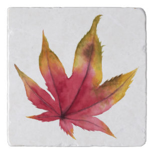 Autumn Maple Leaf Watercolor Painting Trivet
