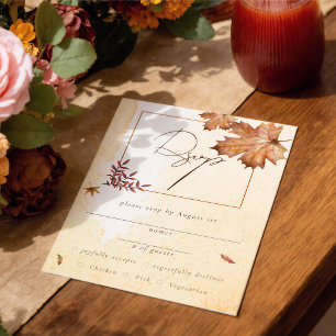 Autumn Maple Leaf Watercolor RSVP Enclosure Card