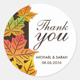 Autumn Maple Leaf Wedding Favour Thank You Sticker