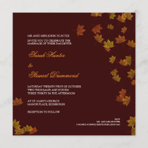 Autumn Maple Leaf Wedding Invitation - Brown